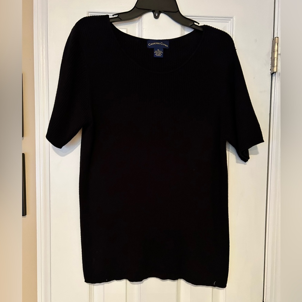 Black rib knit top